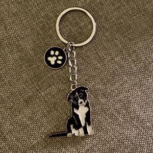 Border Collie Dog Keychain